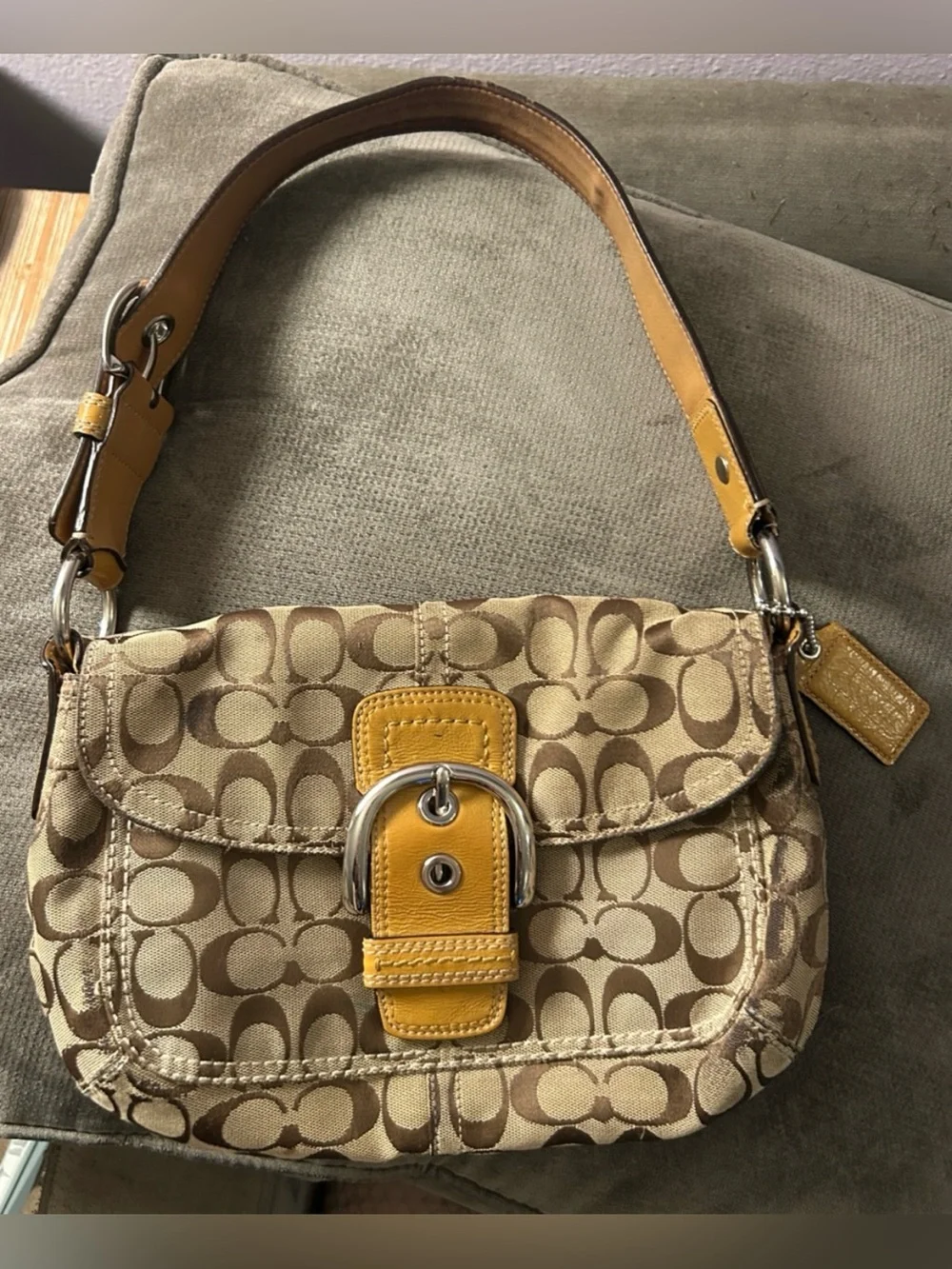 COACH Vintage Soho Signature Flap Shoulder Bag VTG Y2K (F15668)
